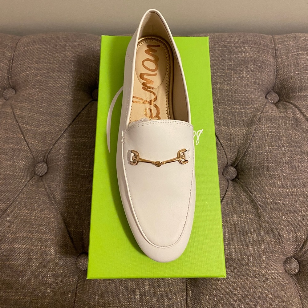 Sam Edelman Cream Leather Horsebit Loafers